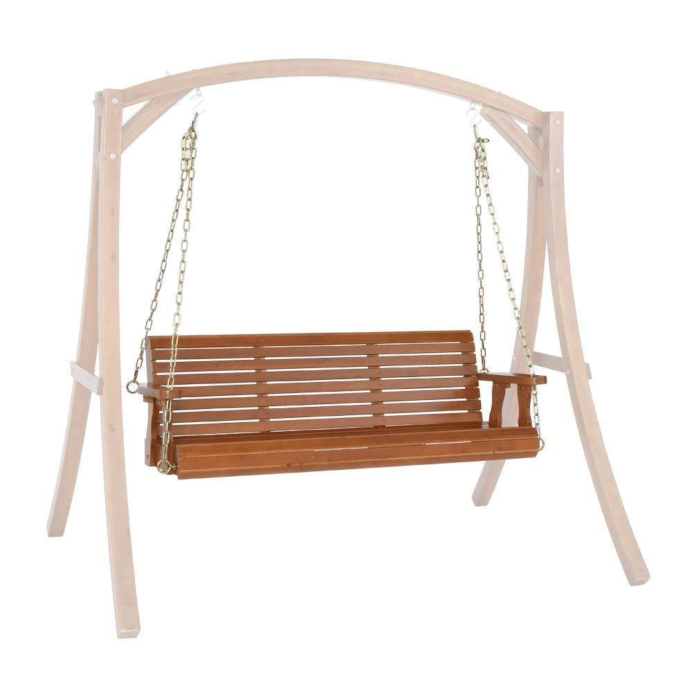 UBesGoo 5ft Cedar With Iron Chain 500lbs Double Wooden Swing Dark Brown