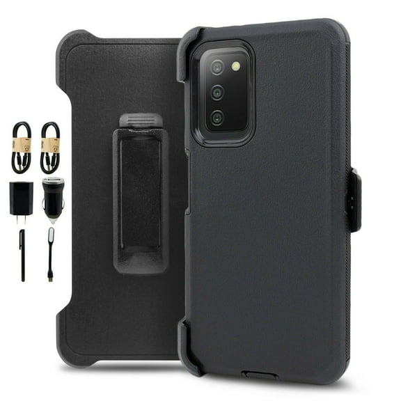 For Samsung Galaxy A03S 360° Belt Clip Kickstand Holster Hybrid Shockproof Case w/ Built In Screen Protector