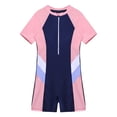 thumbnail image 3 of TiaoBug Kids Girls One-piece Swimsuit Wetsuit Short Sleeve Padded Zipper Surfing Bathing Suit Pool Beach Swimwear Blue 10, 3 of 7