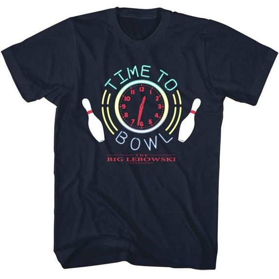 The Big Lebowski Time To Bowl Navy Adult T-Shirt M