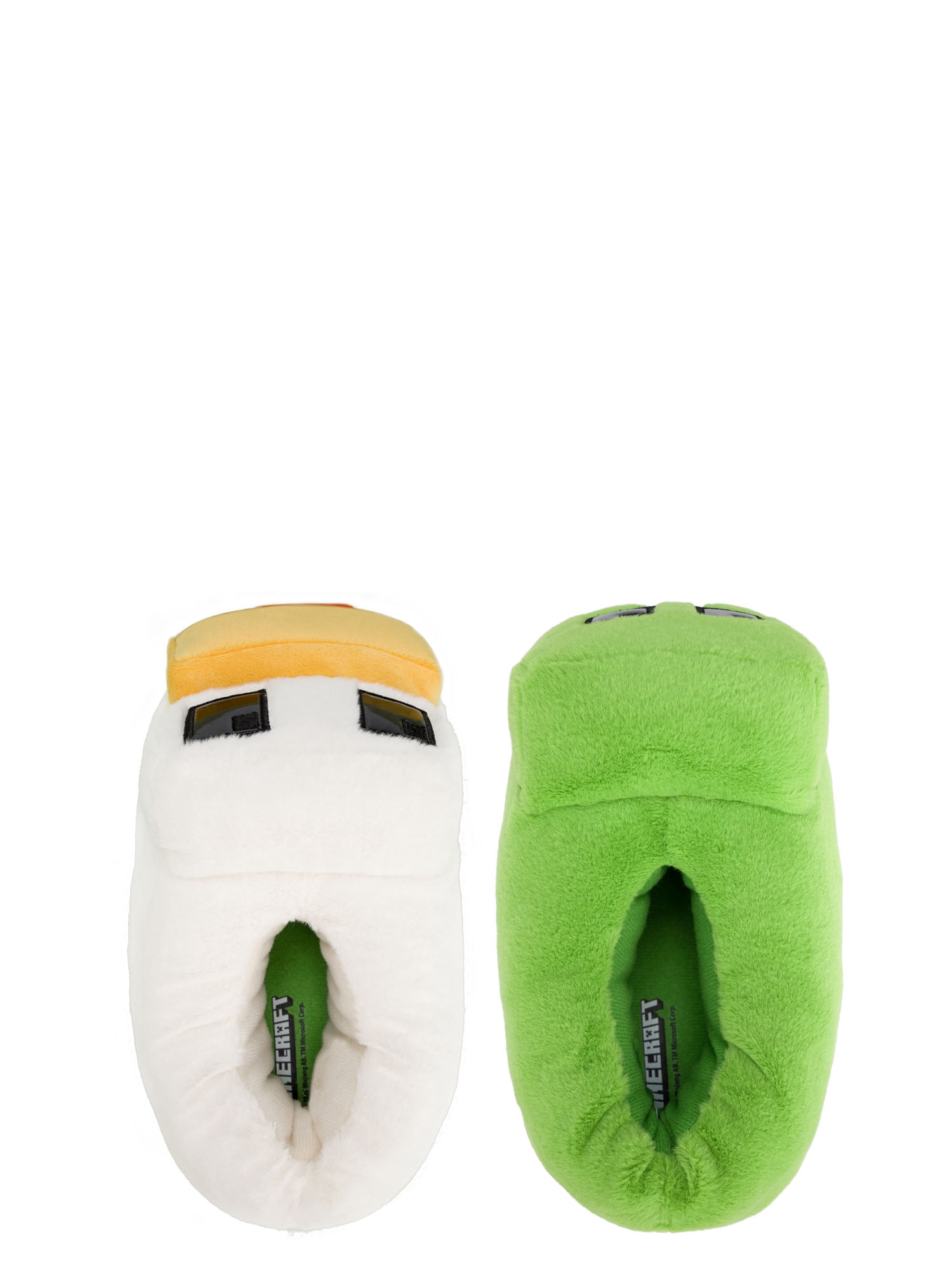 Minecraft Kids Mismatch Creeper & Chicken Plush Slippers