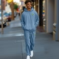 thumbnail image 3 of Dalix Alien Embroidery Relaxed Sweatsuit Set Hoodie Jogger Soft Fleece Relaxed Fit Lounge Mens in Pebble Blue 3XL XXX-Large, 3 of 5