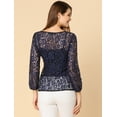 thumbnail image 5 of DARING DIVA Long Sleeve Semi Sheer Peplum Top 2XL Dark Blue, 5 of 6