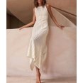 thumbnail image 5 of Women'S Knit Maxi Sweater Dress, Solid Color Knit Openwork Round Neck Sleeveless Beach Cover-Up Dress White L, 5 of 9
