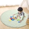 thumbnail image 6 of LOCHAS Luxury Round Fluffy Area Rugs for Bedroom Kids Nursery Rug Super Soft Living Room Home Shaggy Carpet 4 Feet, Cream White, 6 of 6