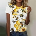 thumbnail image 2 of Tnhcen Women's Summer Honey Themed Crewneck T-Shirt | World Bee Day Print Casual Tops | Plus Size Friendly (S-3XL) Polyester Spandex Blend Shirts, 2 of 4