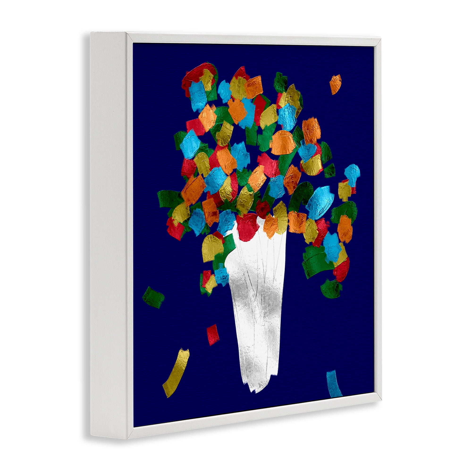 Stupell Industries Abstract Flower Vase Botanical & Floral Painting White Framed Art Print Wall Art, 24 x 24