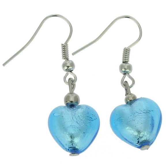 GlassOfVenice Murano Glass Heart Earrings - Sky Blue