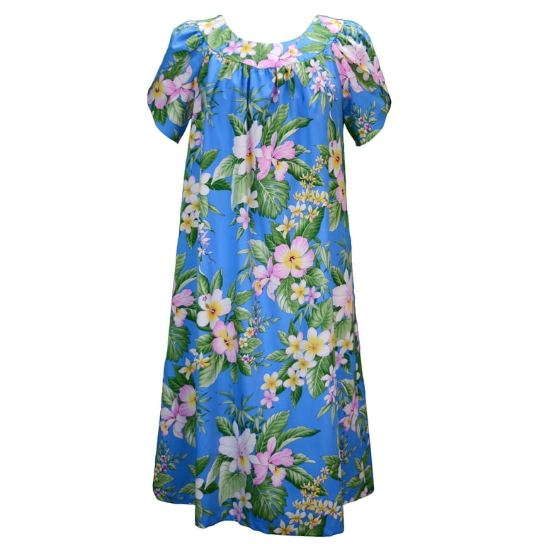 RJC Women s Maui Hibiscus Garden Muumuu Dress Blue M