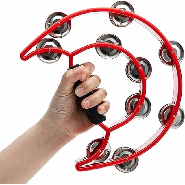 Tambourin en Métal à Double Rangée / Demi-Lune pour Enfants, Adultes, KTV et Fête