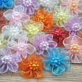 thumbnail image 2 of 10Pcs Mixed Color Mini Organza Ribbon Bead Flower Wedding DIY Craft Appliques, 2 of 8