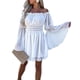thumbnail image 1 of Vestido Vestidos de verano para mujer, vestido informal con manga trompeta, vestido dulce con hombros descubiertos, bonito traje de verano de gasa con manga acampanada Ygjytge Blanco T L para Mujer, 1 of 9
