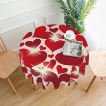 Valentines Day Tablecloth Round Table Cloths 60 Inch Wrinkle Resistant Picnic Table Covers Washable for Holiday Kitchen Party Picnic