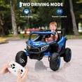thumbnail image 2 of EastVita 12V Kids Ride On Car,UTV Truck with Remote Control,4WD/2WD Switchable,Electric Vehicle with 4 Spring Suspension,EVA Tires,Safety Belt,Double Open Doors Blue, 2 of 7