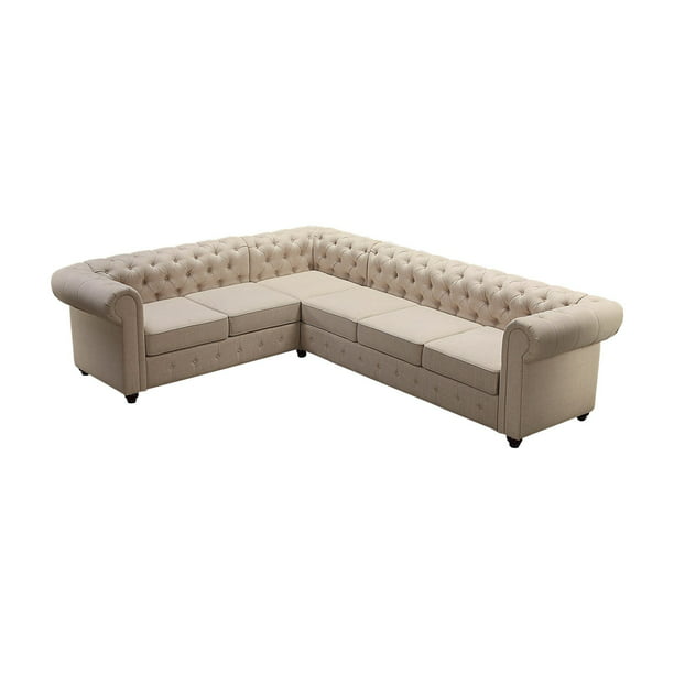 Rosevera Quitaque Left Facing Tufted, Leather Tufted Sectional