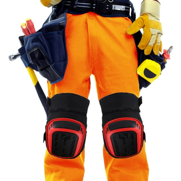 PAMINGONO Knee Pads for Gardening Red Nylon 1 Pair Non-Slip for Men and Women