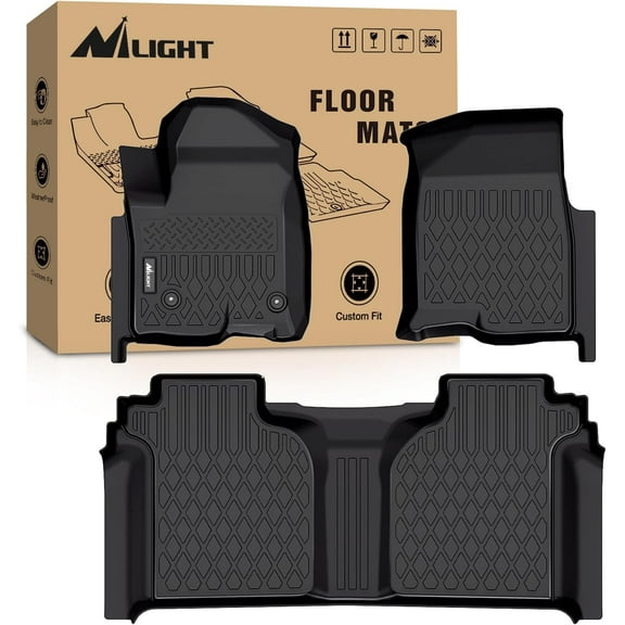 Nilight Floor Mats for Chevy Silverado GMC Sierra 1500 2019-2025, Chevrolet Silverado GMC Sierra 2500HD 3500HD Crew Cab 2020 2021 2022 2023 2024 2025, All Weather Custom Fit Heavy Duty Floor Liners