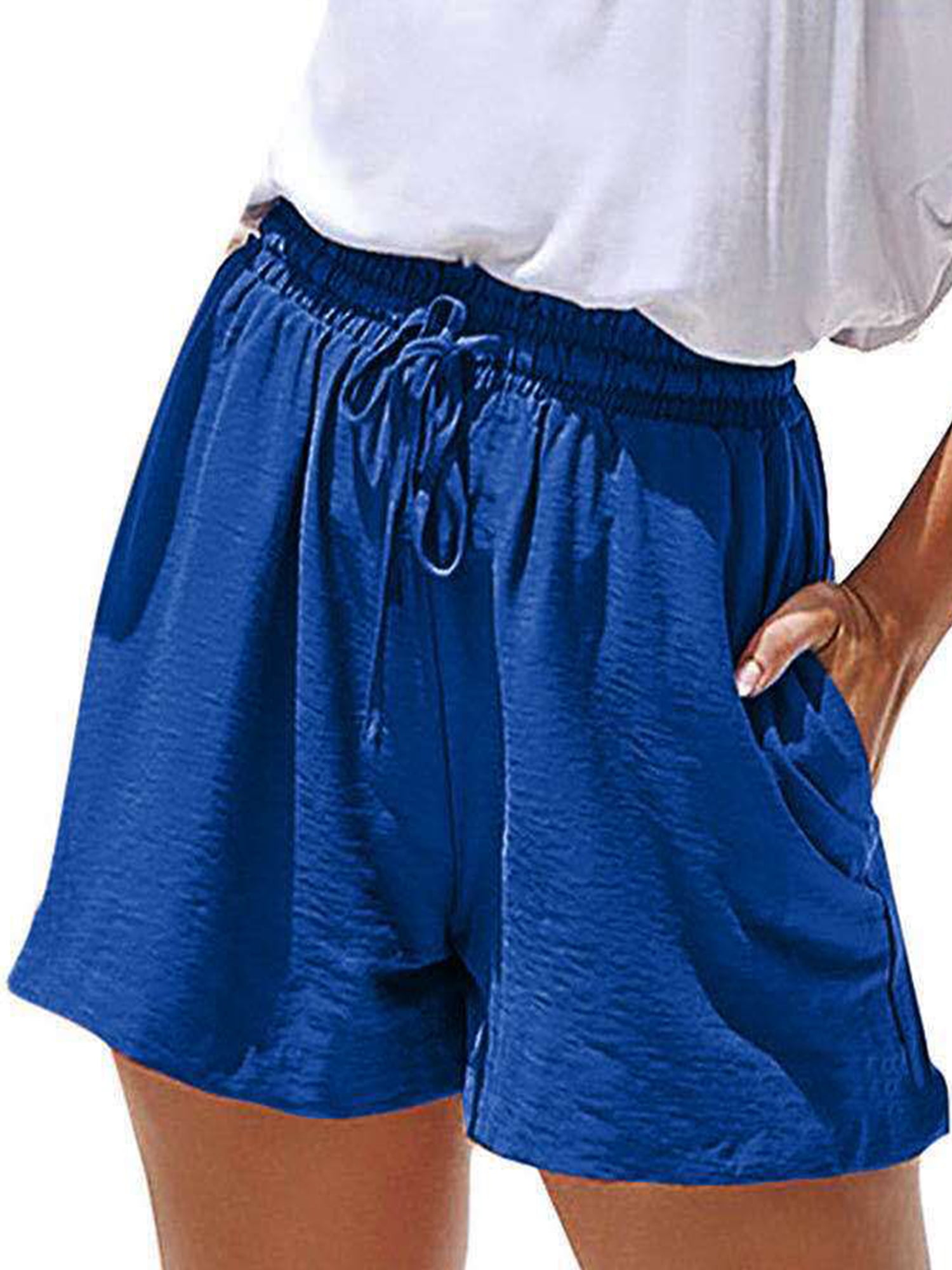 Lumento Women Cotton Linen Short Pants Drawstring High Waist Summer ...