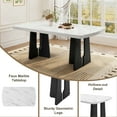 thumbnail image 3 of Euroco 6 Piece Dining Table Set for 6, 63" Modern Faux Marble Kitchen Table & 4 Upholstered Chairs Set with Solid Wood Frame and 1 Bench,Suitable for Dining Room,Home,White + Gray, 3 of 10