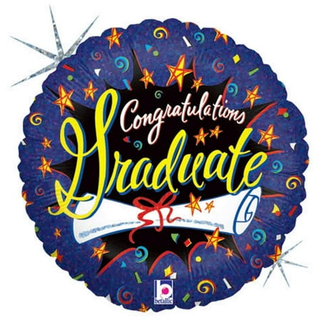 Burst Foil - Betallic Congratulations Grad Burst Holographic Round 18