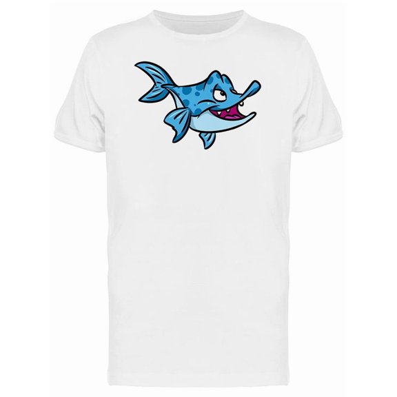 Blue Fish With Teeth Cartoon Tee Men's -Image by Shutterstock