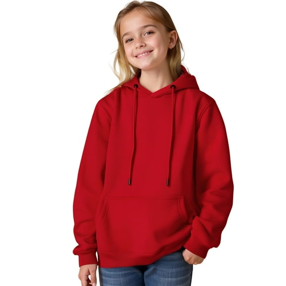 LIUYUNNN Kids Hoddies Pullover Red Hooded Casual Long Sleeve Hoodies Warm Fall Winter Clothes Girls Size 8-9 Years Clothes Boys Girls Fall Outfits