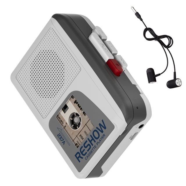 Reshow Reproductor de Casetes Portátil con Altavoz y USB-C, Grabadora de Cinta para Música y Voz, Regalo Nostálgico (Gris)