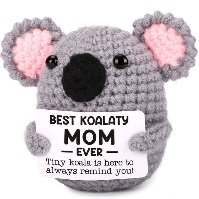 Figura de juguete NEVERNERVE hecha a mano a ganchillo para mamá koala, regalo de 5 x 8 x 9 cm