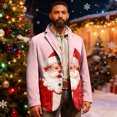 thumbnail image 6 of yuCgh Men's Ugly Christmas Corduroy Suit Jacket with Warm Pockets, Cardigan for Casual Holiday Fashion, Fun Print for Celebrations,Pink L, 6 of 6