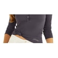 thumbnail image 3 of GUESS Womens Navy Cotton Blend Ribbed Henley Long Sleeve V Neck Top XL, 3 of 3