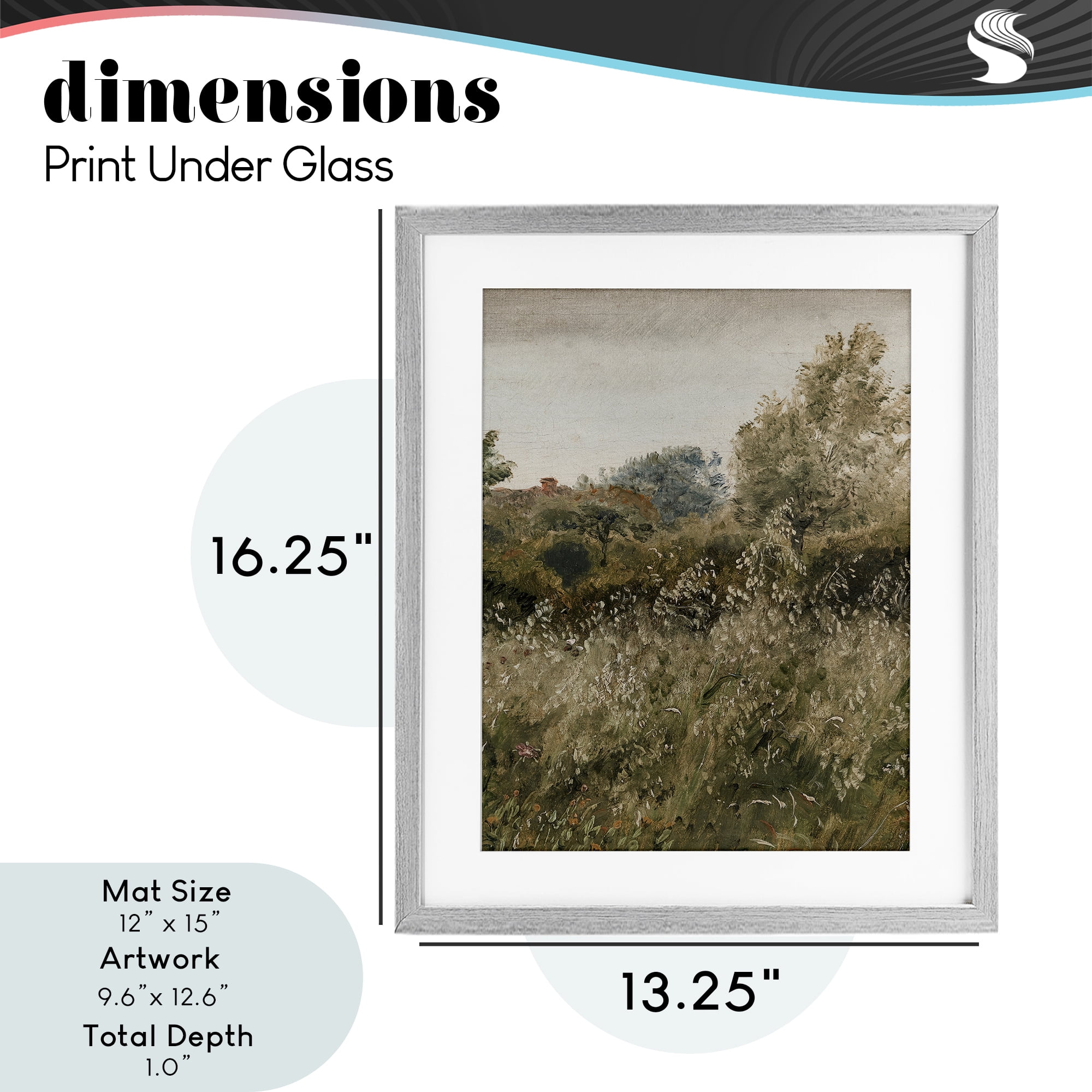 Thicket in Countryside Gray Framed Print Under Glass, design by Lettered and Lined
