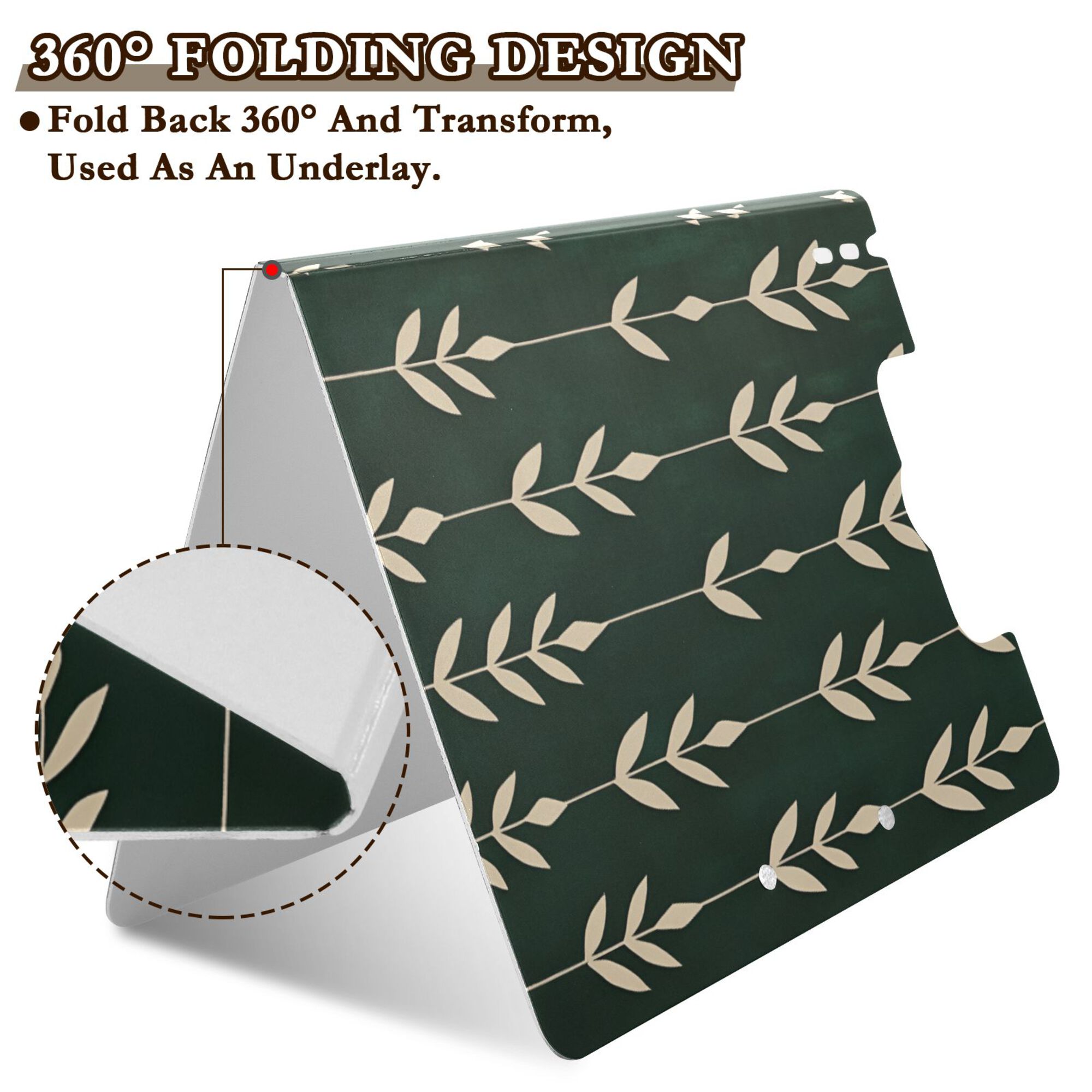 FORMRS A4 Clipboard Folder with Pen Holder Horizontal Foldable School Office Binder, Green Plants