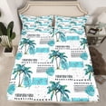 thumbnail image 2 of Feelyou Summer Coconut Tree Twin Sheet Sets, Cyan Stripes Lines Bedding, 3pcs, 2 of 7