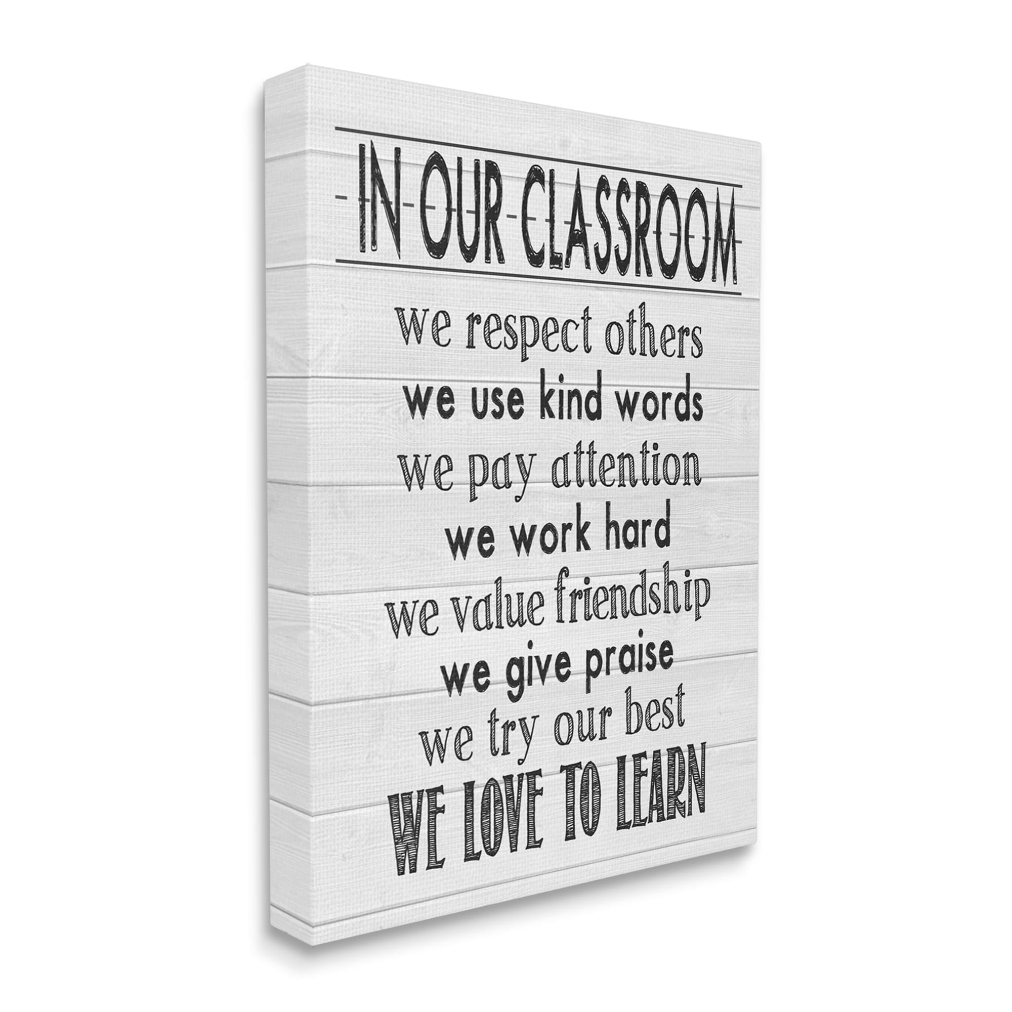 Stupell In Our Classroom Teacher Sign Inspirational Painting Gallery Wrapped Canvas Print Wall Art