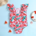 thumbnail image 4 of YunPes Girls One Piece Hawaiian Ruffle Swimsuit, Watermelon Print Ruffle Beachwear Holiday Beach Bathing Suit for Kids Toddler, 4 of 6
