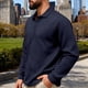 thumbnail image 1 of Blusa y camisa de manga larga con cuello vuelto para hombre, color liso, informal, con botones, cárdigan de media manga, top de solapa de manga larga, blusas de poliéster para hombre, 1 of 9