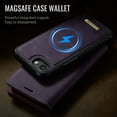 thumbnail image 4 of ELEHOLD Magnetic Detachable Wallet Case for iPhone 16e, Shockproof Faux Leather Stand RFID Card Slots Detachable Mag-Safe Magnetic Case Cover,Removable Back Shell,Purple, 4 of 12