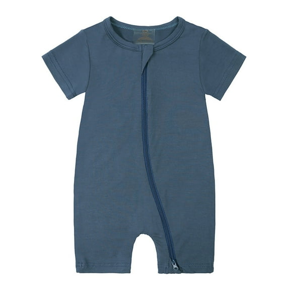 Toddlers Jumpsuit Child'S Summer Jumpsuit Boys and Girls Baby Botton Short Sleeve Round Neck Cute Solid Shorts Rompers New Casual Winter Jumpsuits Navy 73