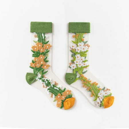 

Women Adult Teenager Summer Ultra Thin Flowers Trend Retro Lovely Socks