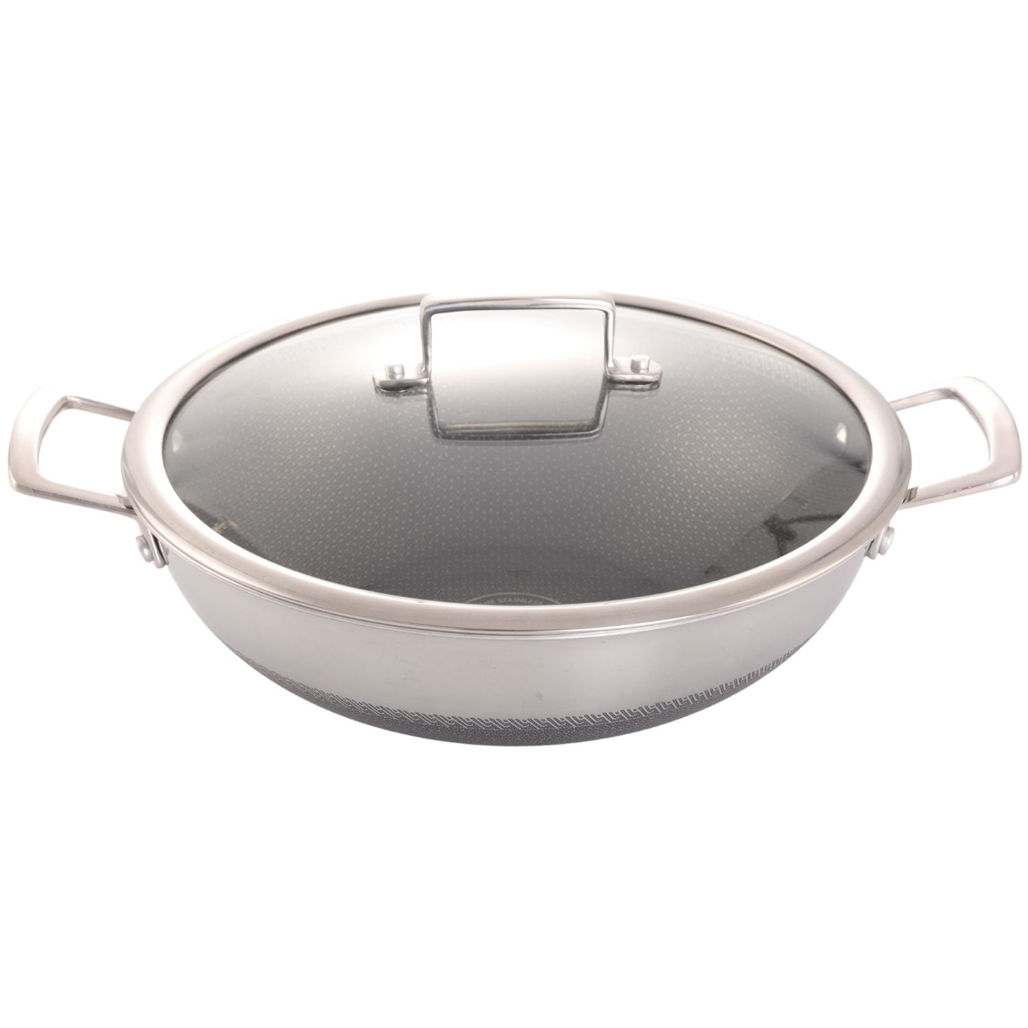 Wok Verka Tri Ply en acier inoxydable (Karahi) 28 cm, avec couvercle livré avec deux poignées