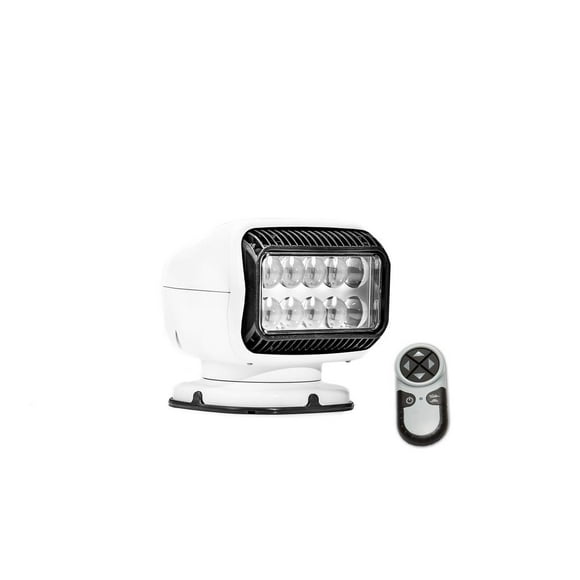 GoLight Spotlight 20004GT 40 Watt LED; White Rectangular Housing; Permanent Mount; White Light; 370 Degree Rotation x 135 Degree Tilt; 12 Volt; 3.7 Amp; Hardwired