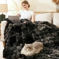 thumbnail image 4 of Faux Fur Throw Blanket: 50" x 60" Luxury Soft Fluffy Thick Rabbit Fur Blankets for Couch Bed Sofa - Cozy Plush Bubble Blankets for Home Decor: Warm Flannel Fleece Decorative Blanket, 4 of 16
