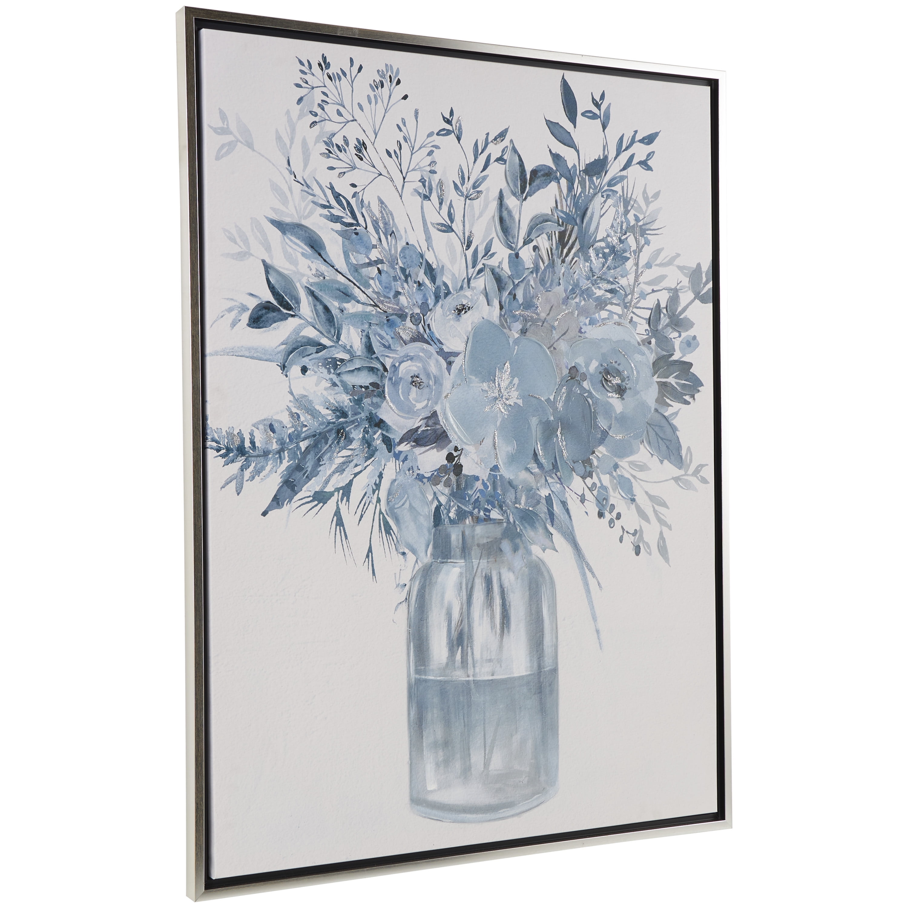 30" x 40" Bouquet Floral Framed Wall Art with Silver Frame, by DecMode
