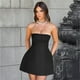 thumbnail image 4 of Vestido corto negro sin mangas para mujer, minivestido elegante, ajustado, liso, cuello redondo, Espalda descubierta, corte en A, para oficina y Noche, 4 of 5