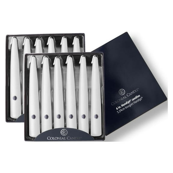 Colonial Candle Unscented 6 In Taper Candle, 12 Pieces, White