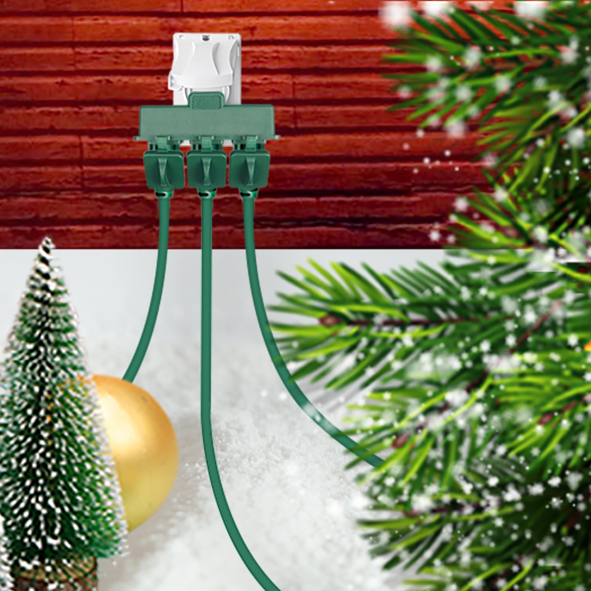 Hyper Tough Indoor/Outdoor 3 Grounded Outlet Wall Adapter with Safety Cover, Green,15 Amp, 125 V Grounded Straight Electric Plug,1875 W