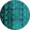 thumbnail image 1 of Ahgly Company Indoor Round Oriental Turquoise Blue Industrial Area Rugs, 4' Round, 1 of 4