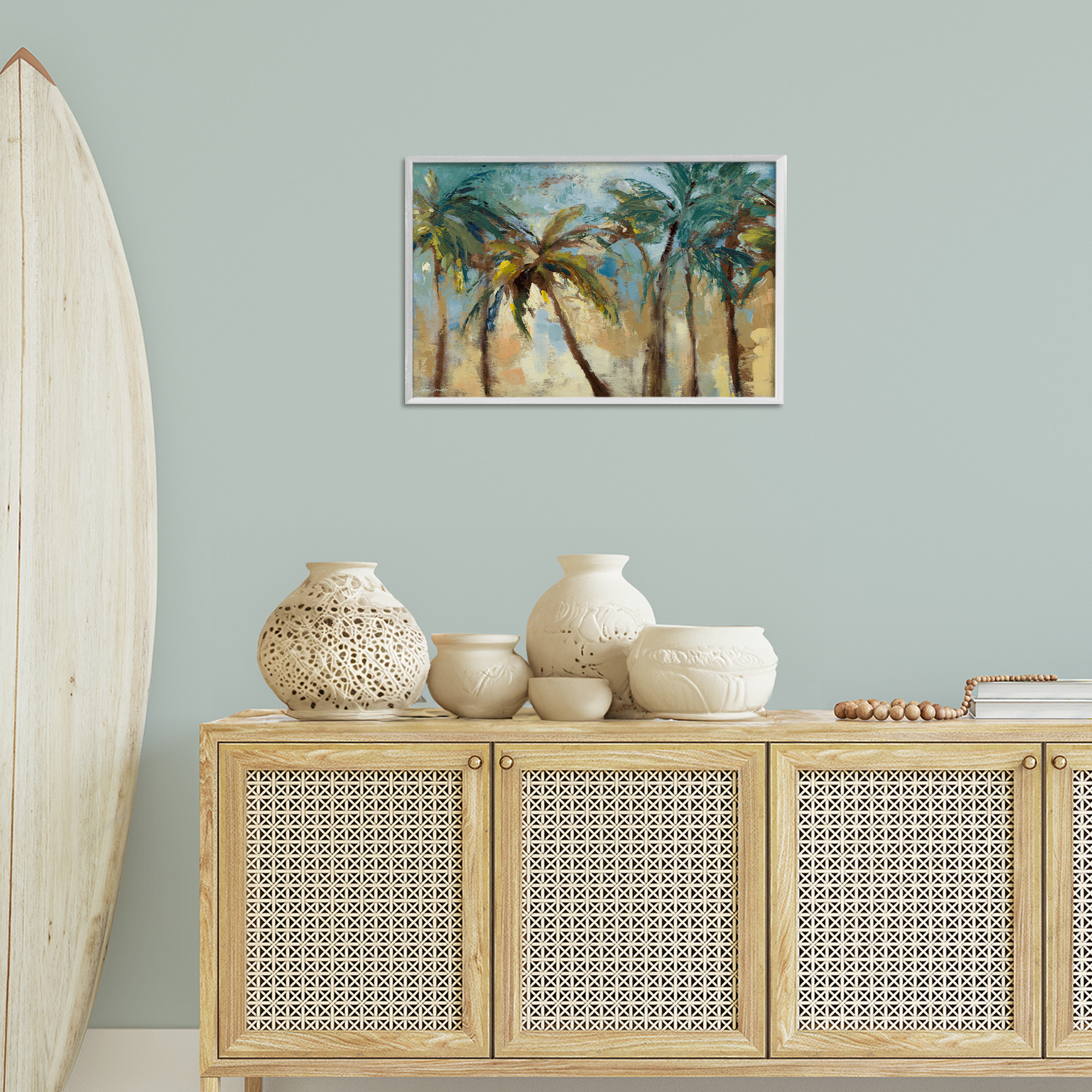 Stupell Industries Abstract Brushed Palms Botanical & Floral Painting White Framed Art Print Wall Art, 24 x 16