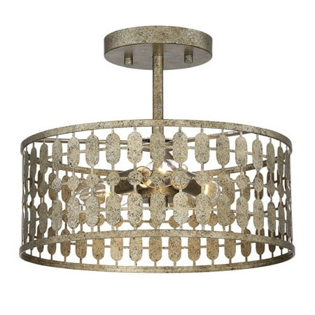 Outdoor Flush Mount Antique - Whittier Antique Gold Three-Light Semi Flush Mount Drum