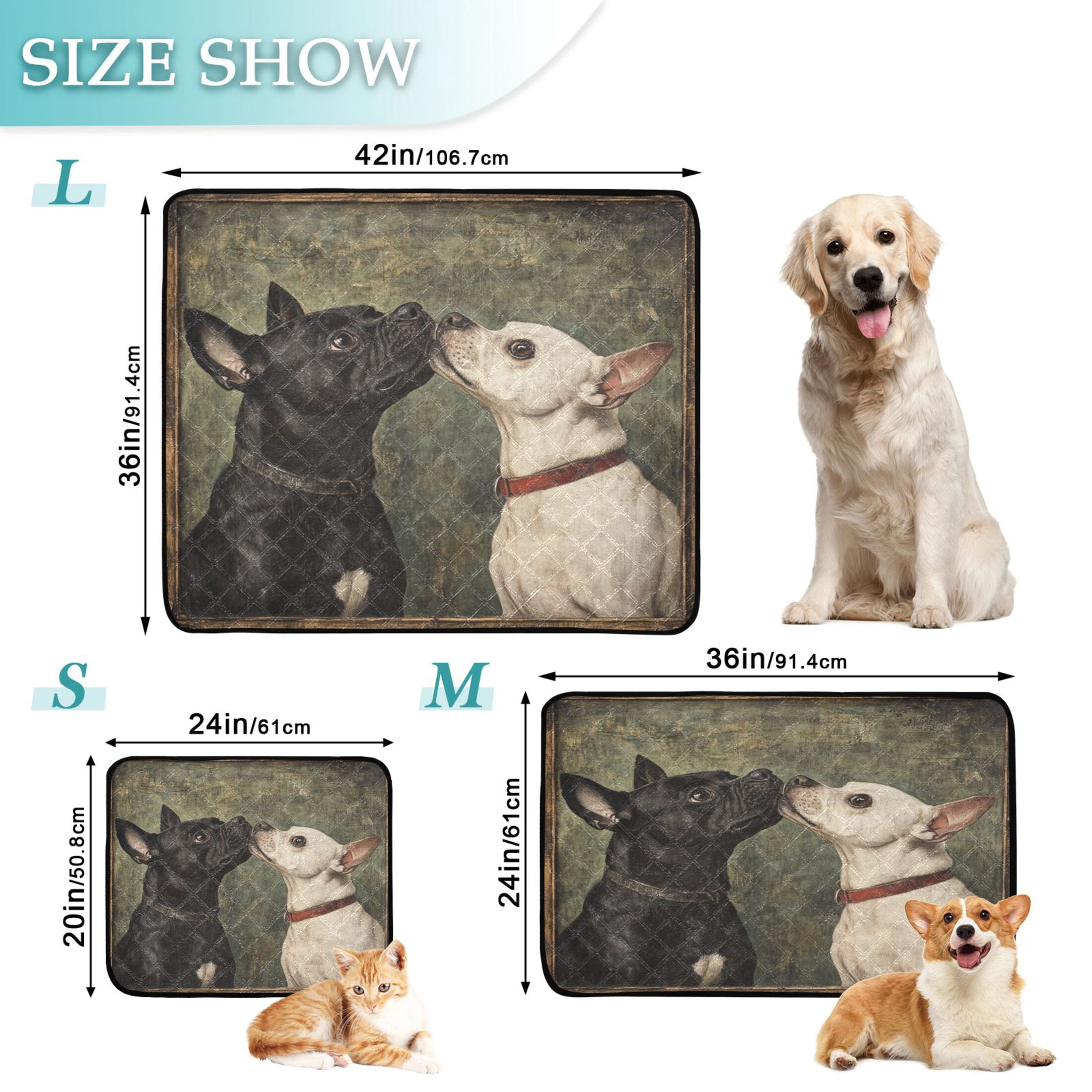 Qxltty Black and White Dog Cat litter Pads Pet Set of 2 Diaper Mats Center Anti-leakage Layer Absorbent Soft and Comfortable